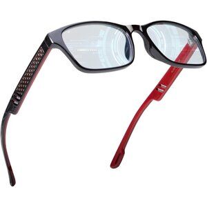 Unisex Red Sleek Frame HD Lens Digital Interface With Futuristic Smart Glasses